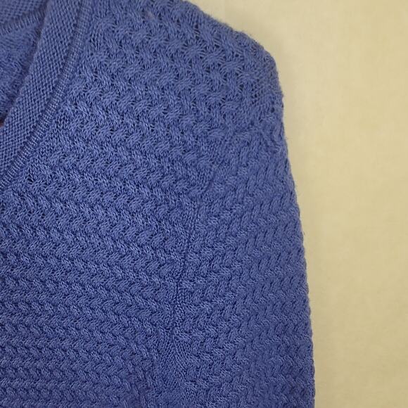 Talbots lambs wool blue basketweave sweater Size medium Minimal Cozycore - Picture 5 of 7